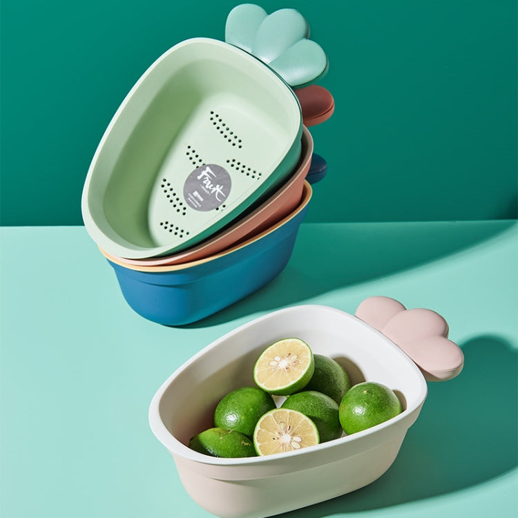 2 PCS Radish Shape Creative Household Kitchen Plastic Double-layer Fruit and Vegetable Drain Basket