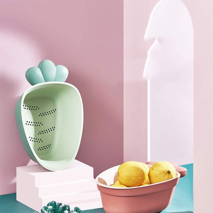 2 PCS Radish Shape Creative Household Kitchen Plastic Double-layer Fruit and Vegetable Drain Basket