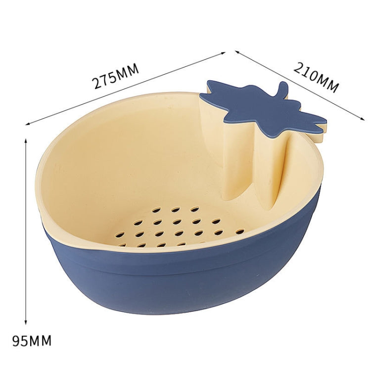 2 PCS Home Kitchen Creative Strawberry Fruit Basket Double-layer Vegetable Washing Fruit Plastic Drain Basket