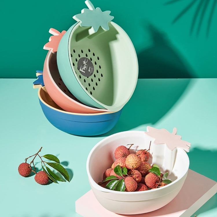2 PCS Home Kitchen Creative Strawberry Fruit Basket Double-layer Vegetable Washing Fruit Plastic Drain Basket