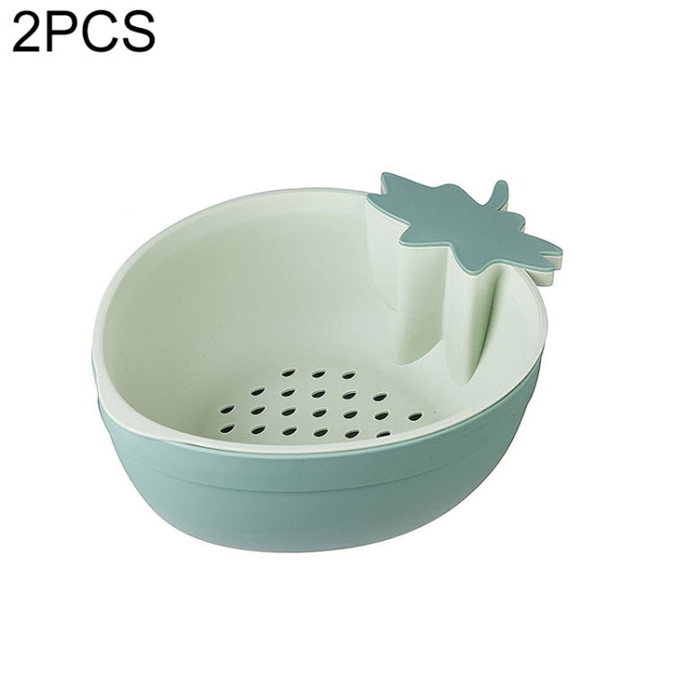 2 PCS Home Kitchen Creative Strawberry Fruit Basket Double-layer Vegetable Washing Fruit Plastic Drain Basket