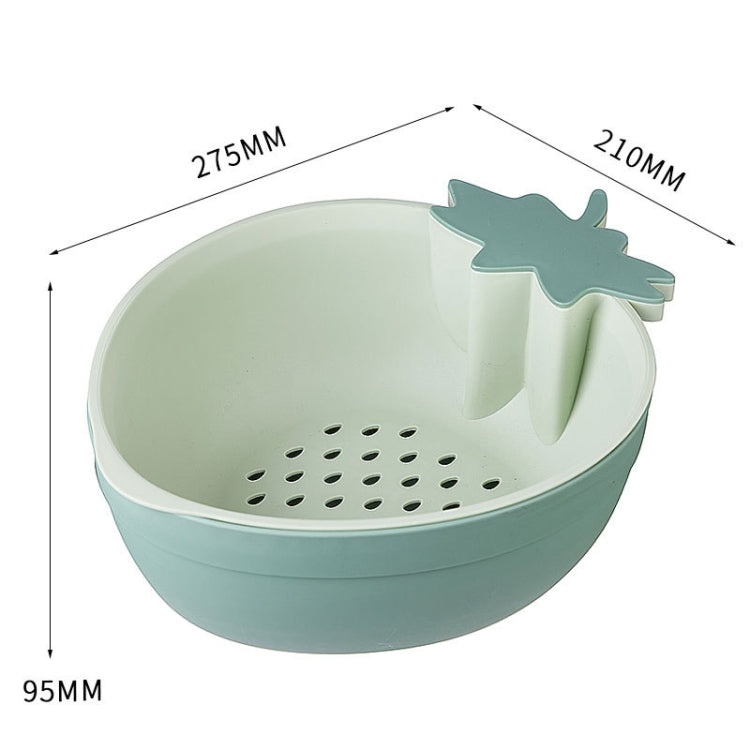 2 PCS Home Kitchen Creative Strawberry Fruit Basket Double-layer Vegetable Washing Fruit Plastic Drain Basket