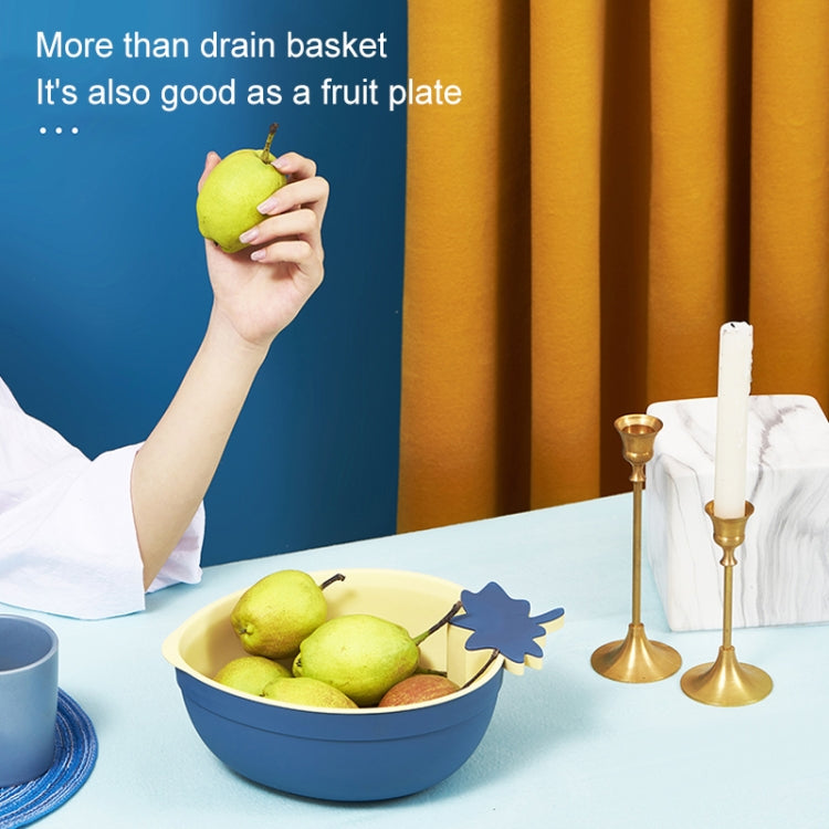2 PCS Home Kitchen Creative Strawberry Fruit Basket Double-layer Vegetable Washing Fruit Plastic Drain Basket
