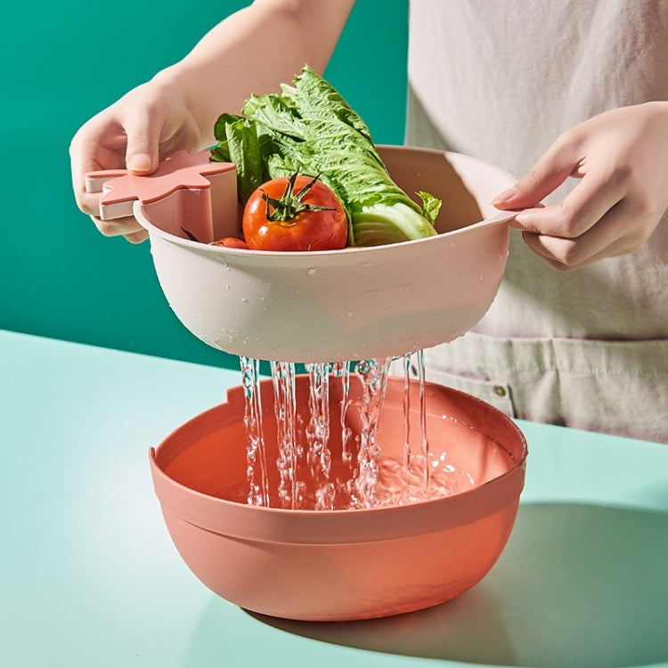 2 PCS Home Kitchen Creative Strawberry Fruit Basket Double-layer Vegetable Washing Fruit Plastic Drain Basket