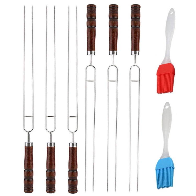 Stainless Steel Barbecue Skewers Barbecue Fork U-shaped Barbecue Fork, Specification: 6 PCS and 2 sweeps in color box