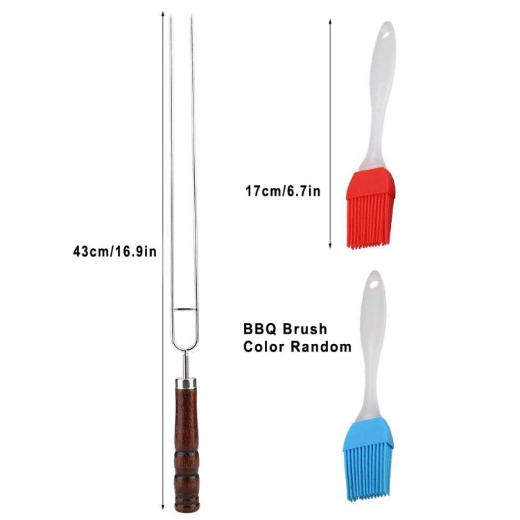 Stainless Steel Barbecue Skewers Barbecue Fork U-shaped Barbecue Fork, Specification: 6 PCS and 2 sweeps in color box