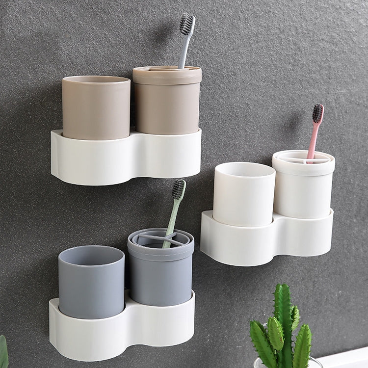 3 PCS Bathroom Wall Suction Type Toothbrush Holder Toiletry Set(Gray)