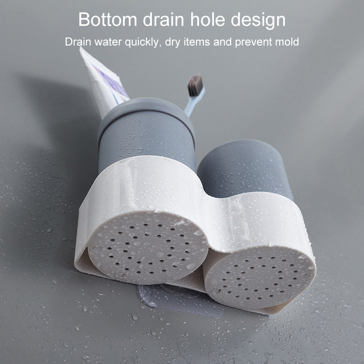 3 PCS Bathroom Wall Suction Type Toothbrush Holder Toiletry Set(Gray)