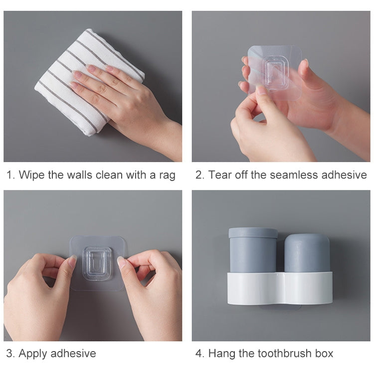 3 PCS Bathroom Wall Suction Type Toothbrush Holder Toiletry Set(Gray)