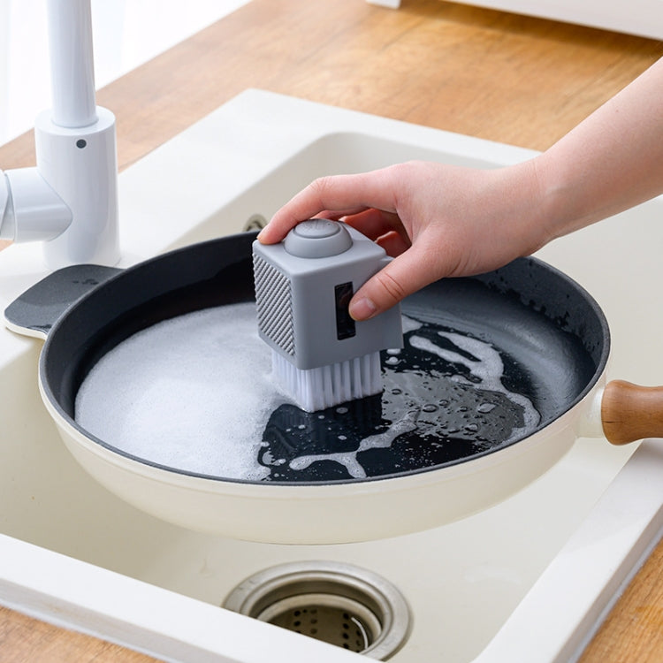 2 PCS Automatic Liquid Addition Cleaning Brush Multifunctional Kitchen Pot Dishwashing Brush
