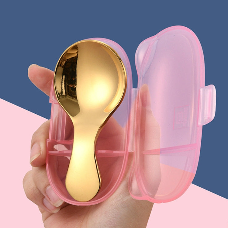 2 PCS 304 Stainless Steel Spoon Dessert Ice Cream Coffee Spoon Children Spoon(Pink+Gold)