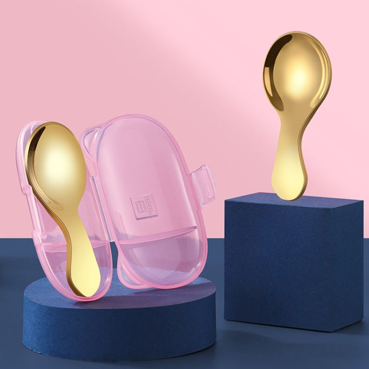 2 PCS 304 Stainless Steel Spoon Dessert Ice Cream Coffee Spoon Children Spoon(Pink+Gold)