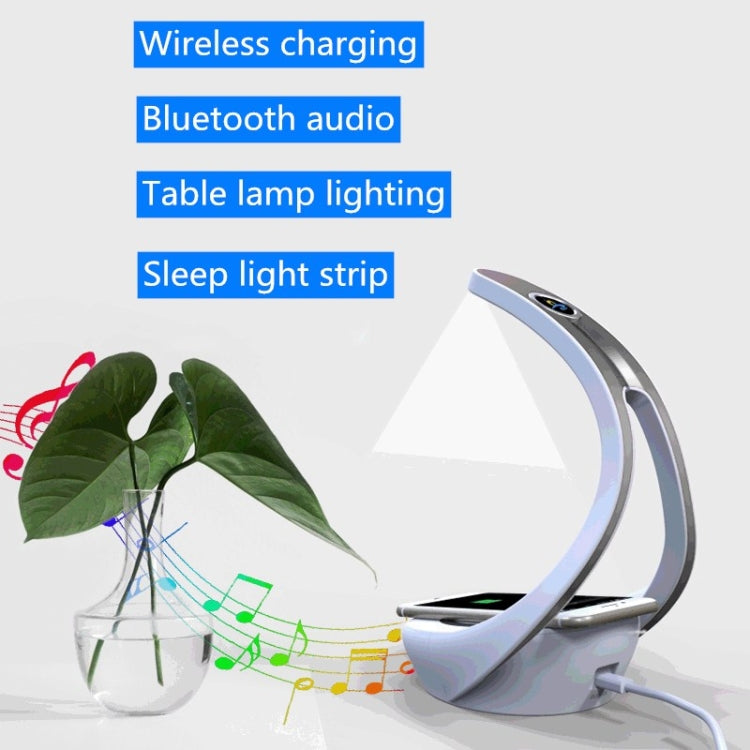 Three-in-one Wireless Charger + Bluetooth Audio Player + LED Desk Lamp Multi-function Touch Night Light