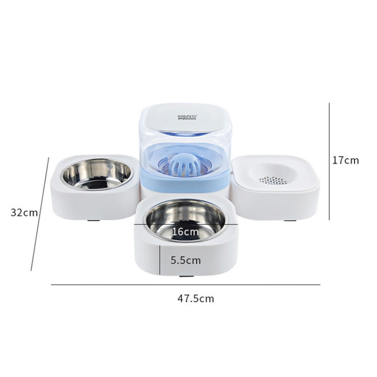 Pet Transparent Removable Washable Automatic Drinking Fountain with Stainless Steel Food Box, Specification: Double Bowls (Pink)