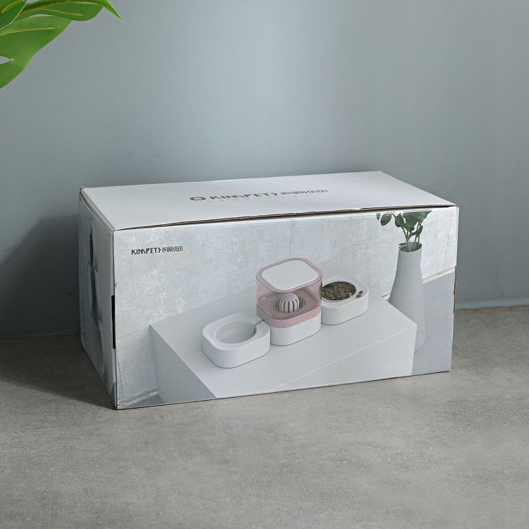 Pet Transparent Removable Washable Automatic Drinking Fountain with Stainless Steel Food Box, Specification: Double Bowls (Pink)