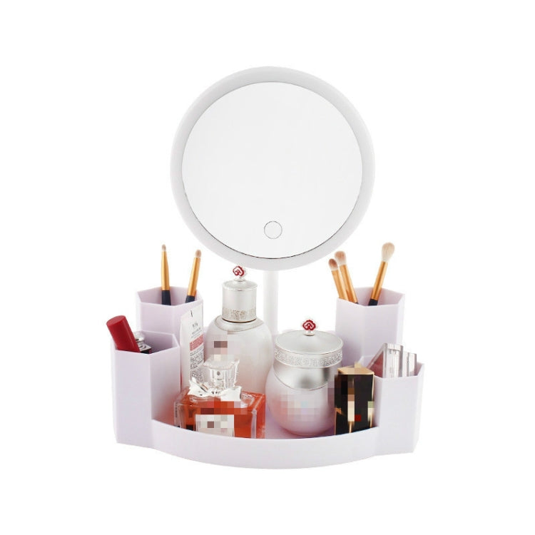 LED Desktop Makeup Mirror Storage Box Integrated Charging With Light Smart Fill Light Mirror, Colour: Monochromatic Light