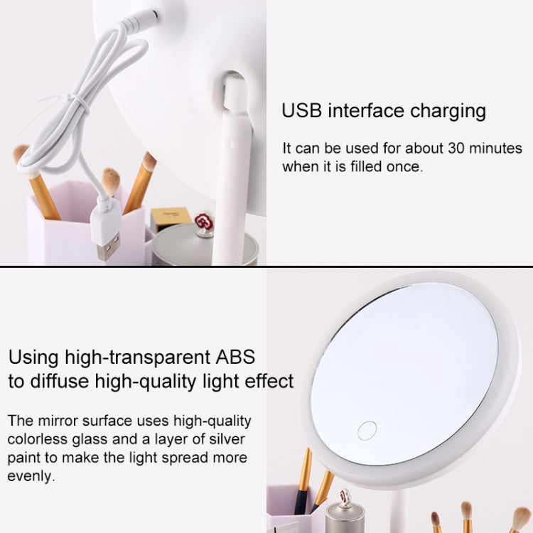 LED Desktop Makeup Mirror Storage Box Integrated Charging With Light Smart Fill Light Mirror, Colour: Monochromatic Light