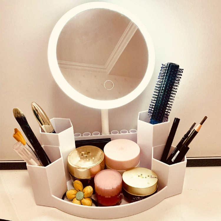 LED Desktop Makeup Mirror Storage Box Integrated Charging With Light Smart Fill Light Mirror, Colour: Monochromatic Light