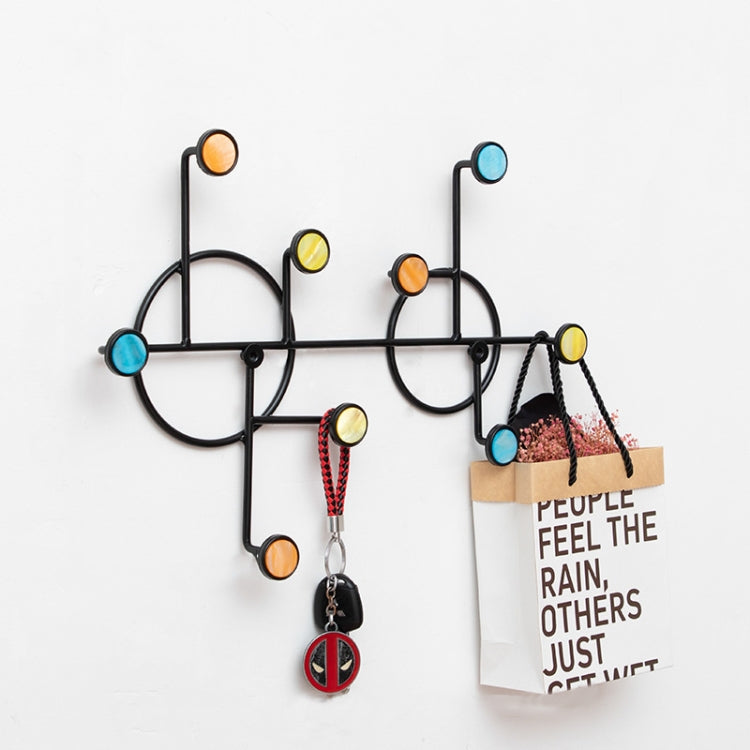 Wrought Iron Creative Hooks Nail-free Clothes Coat Hooks Bathroom Nail-free Perforated Wall Coat Hooks, Colour: Round 9 Hooks