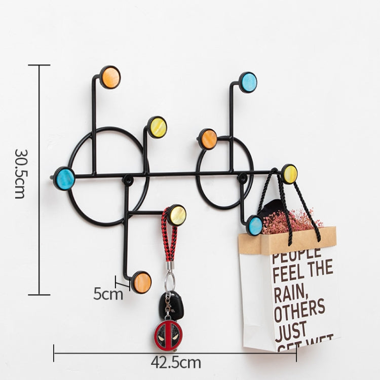 Wrought Iron Creative Hooks Nail-free Clothes Coat Hooks Bathroom Nail-free Perforated Wall Coat Hooks, Colour: Round 9 Hooks