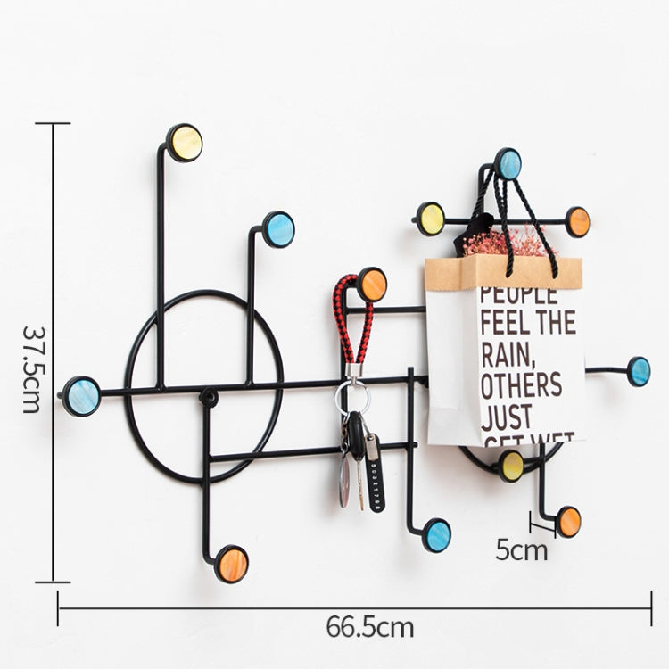 Wrought Iron Creative Hooks Nail-free Clothes Coat Hooks Bathroom Nail-free Perforated Wall Coat Hooks, Colour: Round 12 Hooks