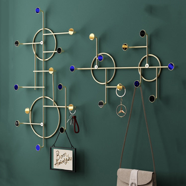 Wrought Iron Creative Hooks Nail-free Clothes Coat Hooks Bathroom Nail-free Perforated Wall Coat Hooks, Colour: Round 12 Hooks
