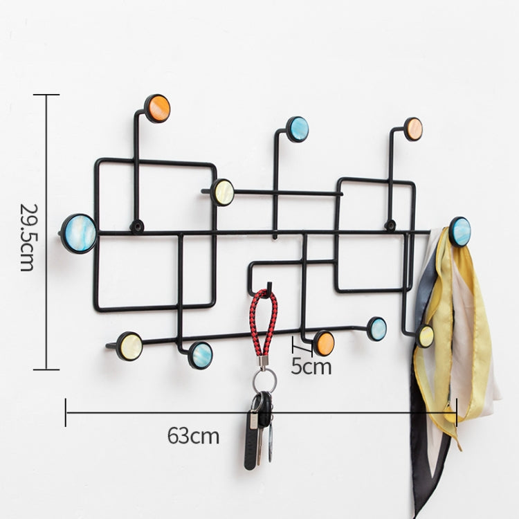Wrought Iron Creative Hooks Nail-free Clothes Coat Hooks Bathroom Nail-free Perforated Wall Coat Hooks, Colour: Square 12 Hooks