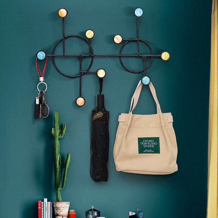 Wrought Iron Creative Hooks Nail-free Clothes Coat Hooks Bathroom Nail-free Perforated Wall Coat Hooks, Colour: Square 12 Hooks