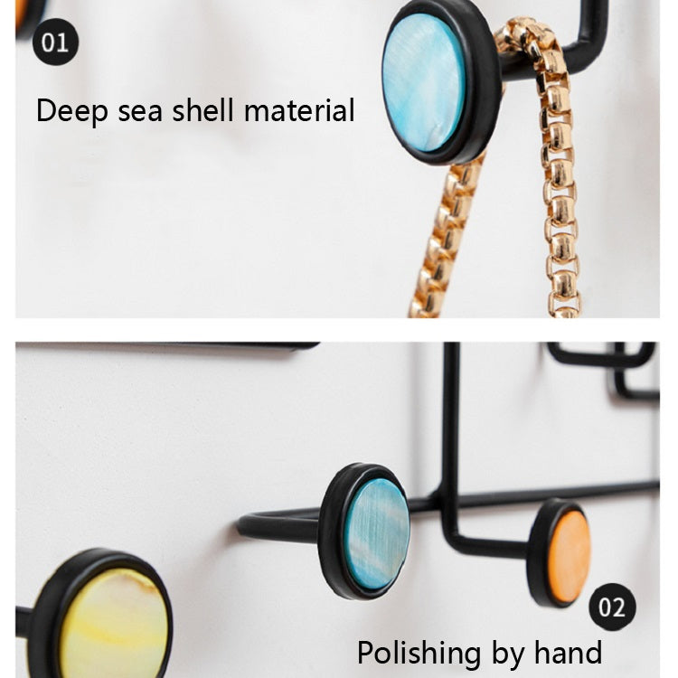 Wrought Iron Creative Hooks Nail-free Clothes Coat Hooks Bathroom Nail-free Perforated Wall Coat Hooks, Colour: Square 12 Hooks