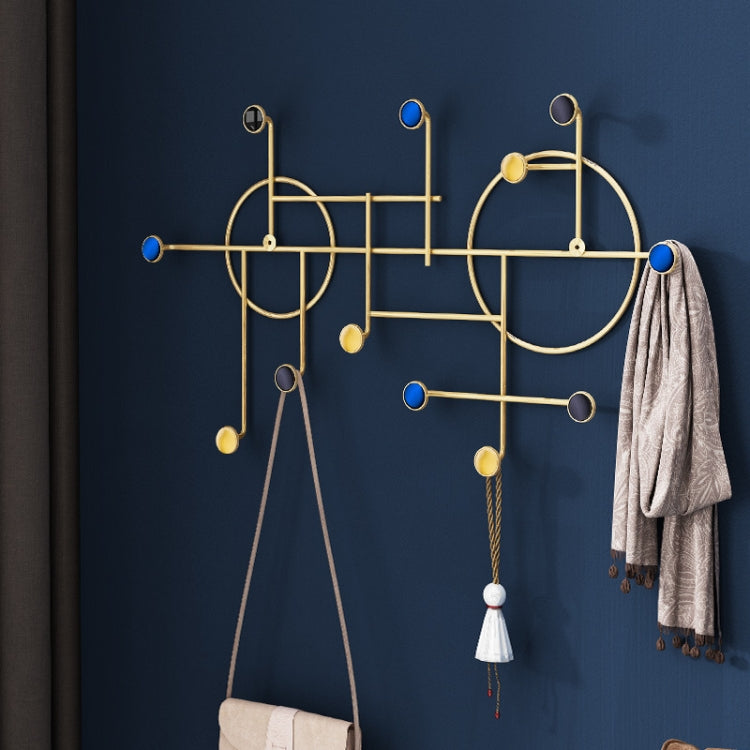 Wrought Iron Creative Hooks Nail-free Clothes Coat Hooks Bathroom Nail-free Perforated Wall Coat Hooks, Colour: Sequins Round Black 9 Hooks