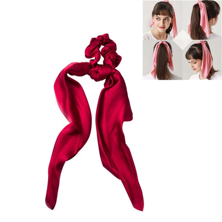 3 PCS Super Long Large Intestine Circle Silk Scarf Ribbon Satin Solid Color Big Tail Hair Circle