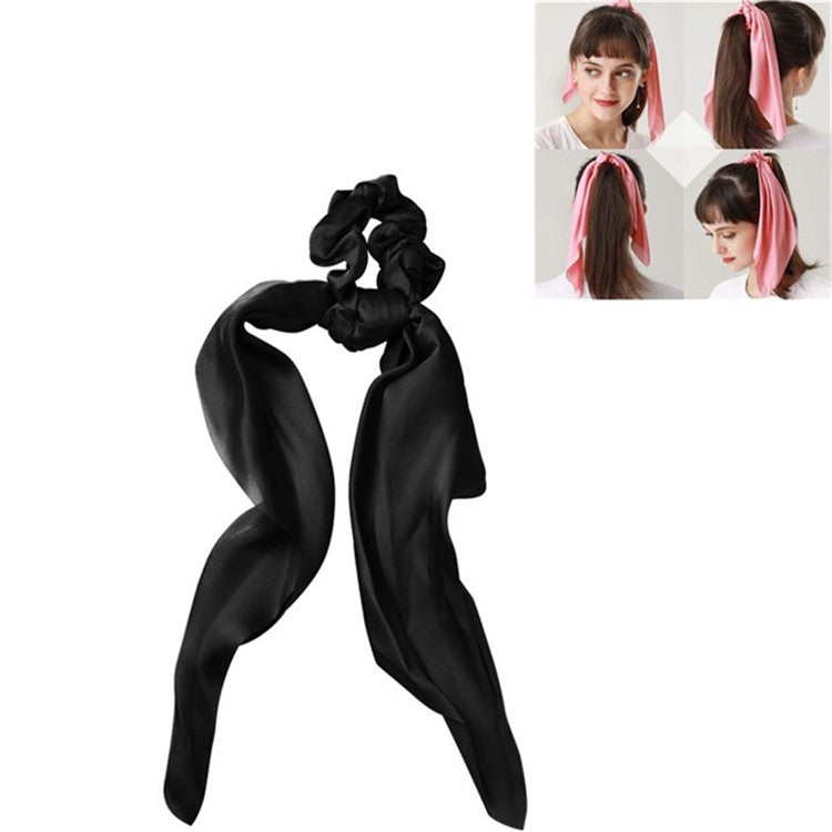 3 PCS Super Long Large Intestine Circle Silk Scarf Ribbon Satin Solid Color Big Tail Hair Circle