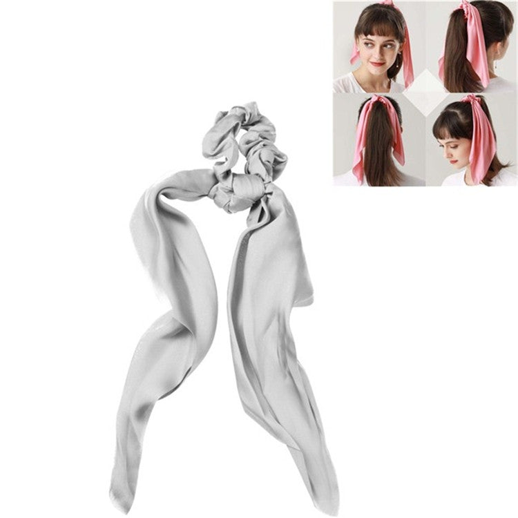3 PCS Super Long Large Intestine Circle Silk Scarf Ribbon Satin Solid Color Big Tail Hair Circle