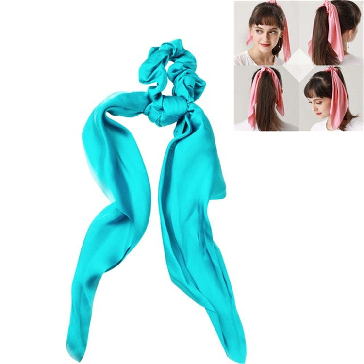 3 PCS Super Long Large Intestine Circle Silk Scarf Ribbon Satin Solid Color Big Tail Hair Circle