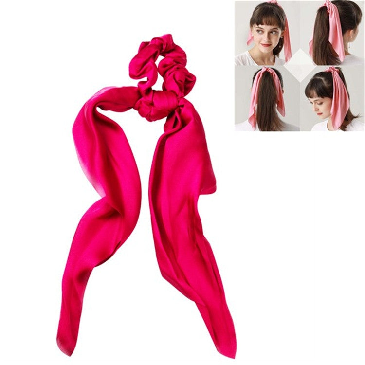 3 PCS Super Long Large Intestine Circle Silk Scarf Ribbon Satin Solid Color Big Tail Hair Circle