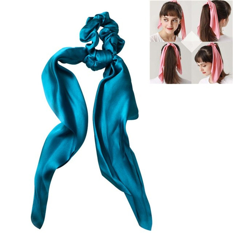 3 PCS Super Long Large Intestine Circle Silk Scarf Ribbon Satin Solid Color Big Tail Hair Circle