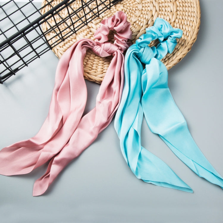 3 PCS Super Long Large Intestine Circle Silk Scarf Ribbon Satin Solid Color Big Tail Hair Circle