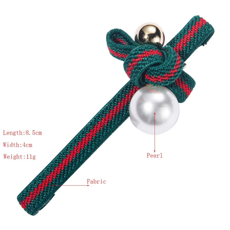 5 PCS Pearl Hairpin Striped Fabric Pearl Duckbill Clip Bow Side Clip