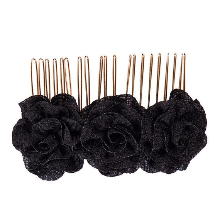 2 PCS Rose Comb Bridal Hair Accessories Solid Color Plate Hair Insert