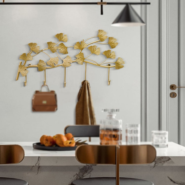 Home Ginkgo Leaf Hooks Creative Wall Hooks Living Room Bedroom Porch Decoration Hooks, Size:inkgo Leaf Branch Hook-Small