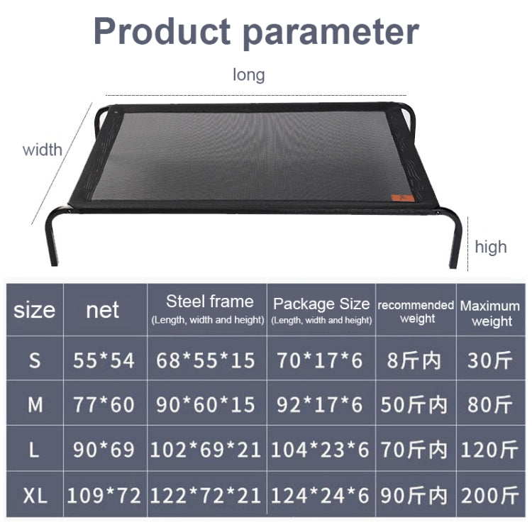 Pet Bed Dog Steel Frame Bed Summer Pet Mat, Specification:Steel Frame+Mesh, Mesh Size:L  90x69x21cm
