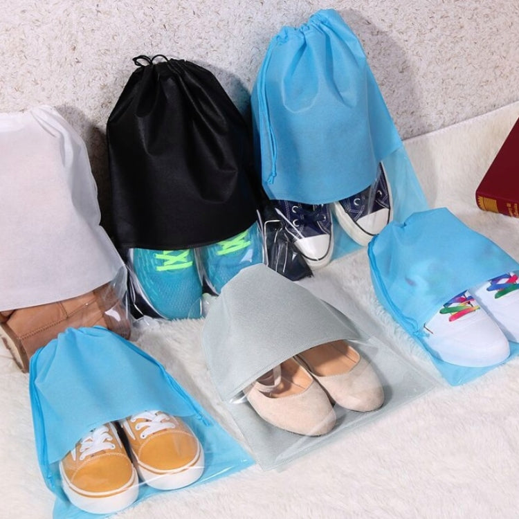 30 PCS Non-woven Slippers Drawstring Pocket Shoes Transparent Dustproof Packaging Bag Random Colour, Size:270x360MM