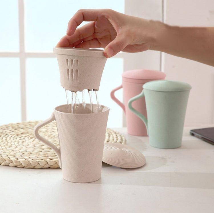 4 Sets Lovers Bamboo Fiber Cup Tea Filter Mug Set with Lid & Handle