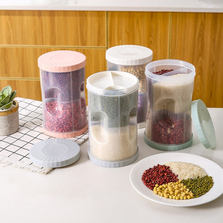 2 PCS 4 in 1 Kitchen Cylindrical Sealed Plastic Food Storage Box Multigrain and Dried Fruit Storage Tank