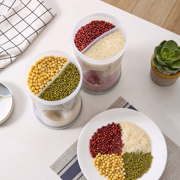 2 PCS 4 in 1 Kitchen Cylindrical Sealed Plastic Food Storage Box Multigrain and Dried Fruit Storage Tank