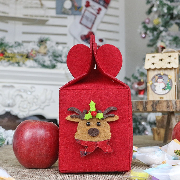 Foldable Apple Gift Packaging Bag Creative Non-Woven Bag Christmas Decoration(Elk)