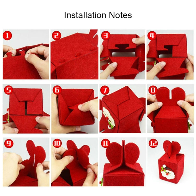 Foldable Apple Gift Packaging Bag Creative Non-Woven Bag Christmas Decoration(Elk)