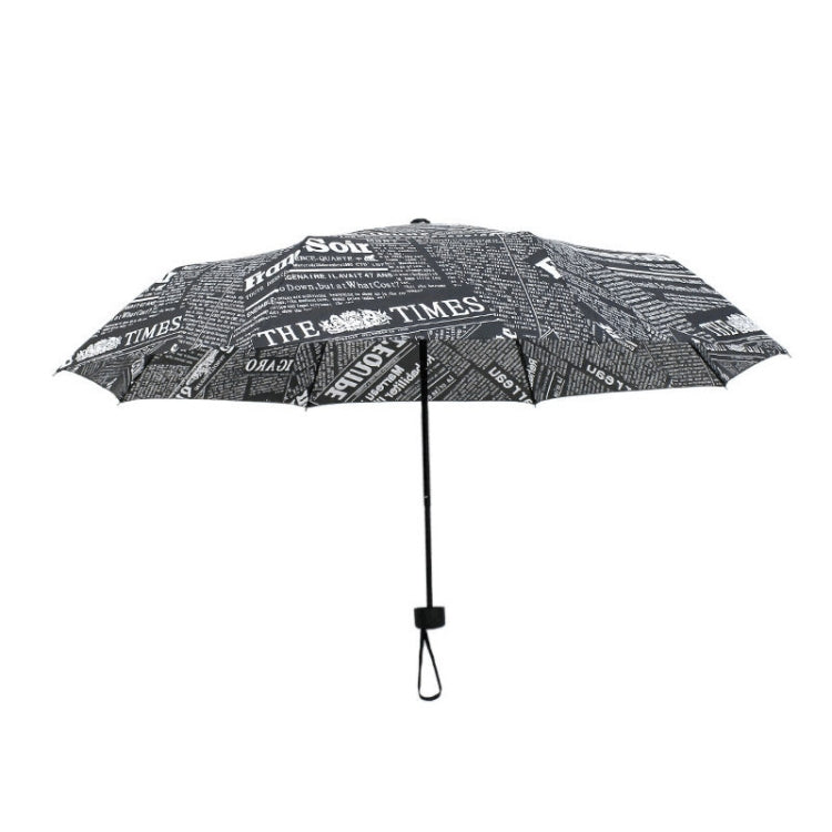 Automatic Retro British Newspaper Umbrella Vinyl Sunscreen Folding Umbrella, Style:Manual