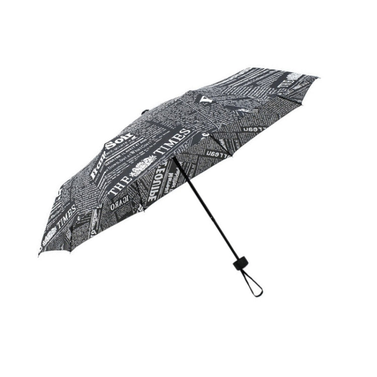 Automatic Retro British Newspaper Umbrella Vinyl Sunscreen Folding Umbrella, Style:Manual