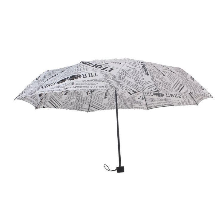 Automatic Retro British Newspaper Umbrella Vinyl Sunscreen Folding Umbrella, Style:Manual